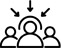 customer centric approach icon shows three people with the middle highlighted by arrows