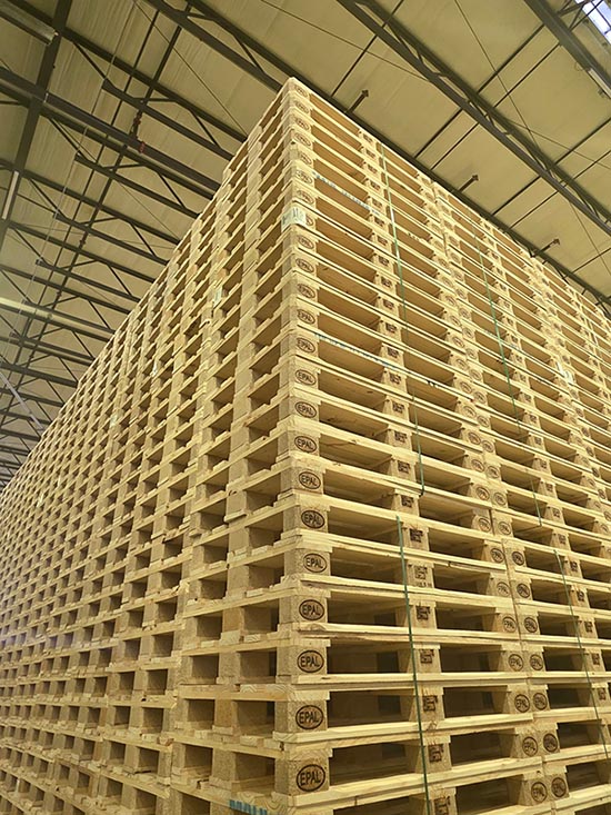 EPAL pallets stacked in a warehouse in Texas